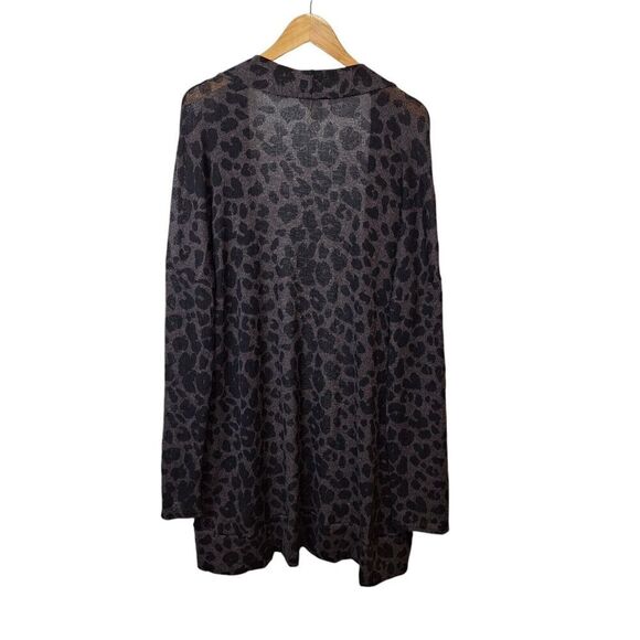 Beeson River Plus 3XL Open Front Leopard Print Cardigan Duster Semi Sheer Mesh - Picture 2 of 9